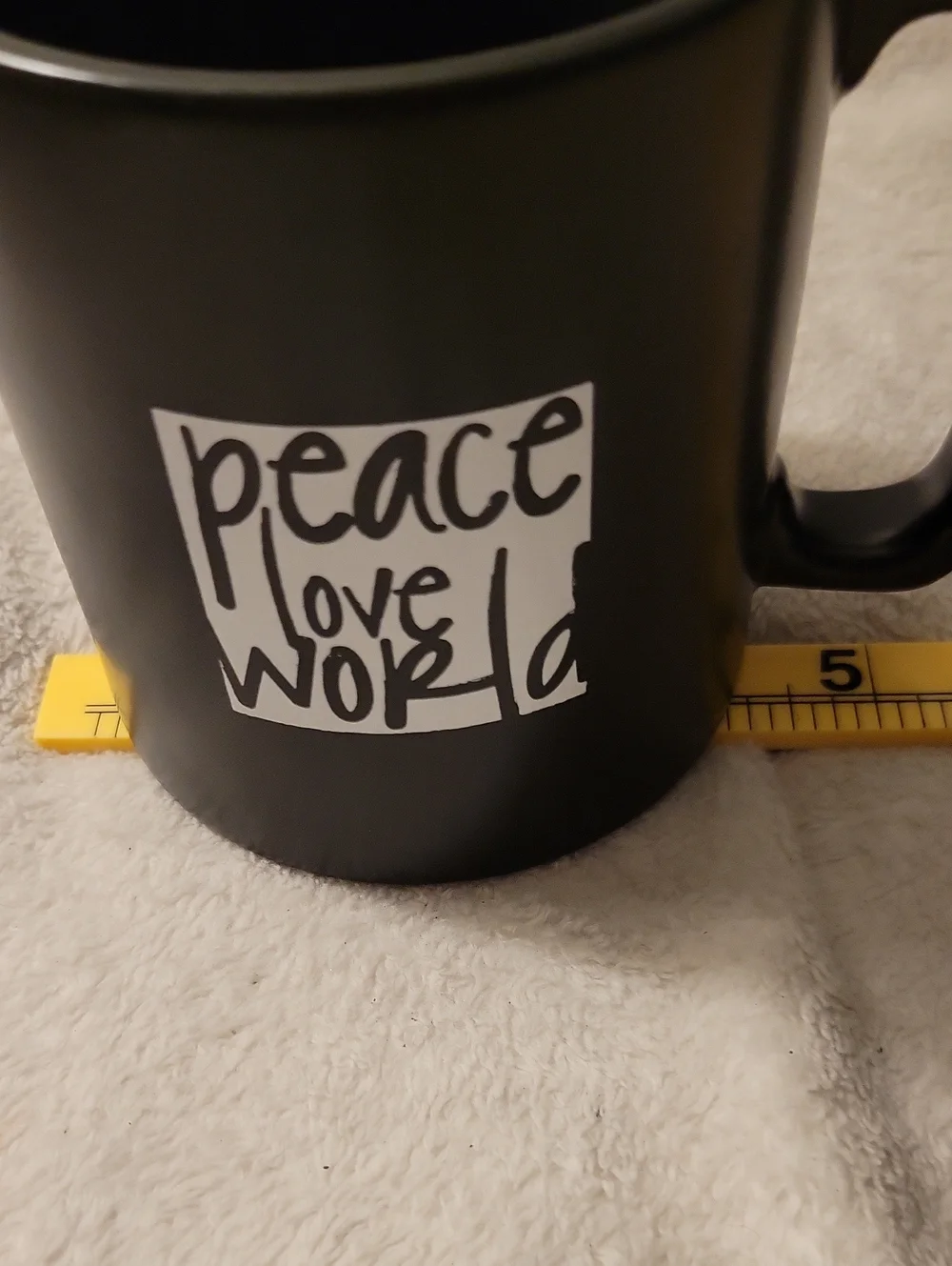 Peace Love World Cogfee Or Tea Mug. Red, Black, And White